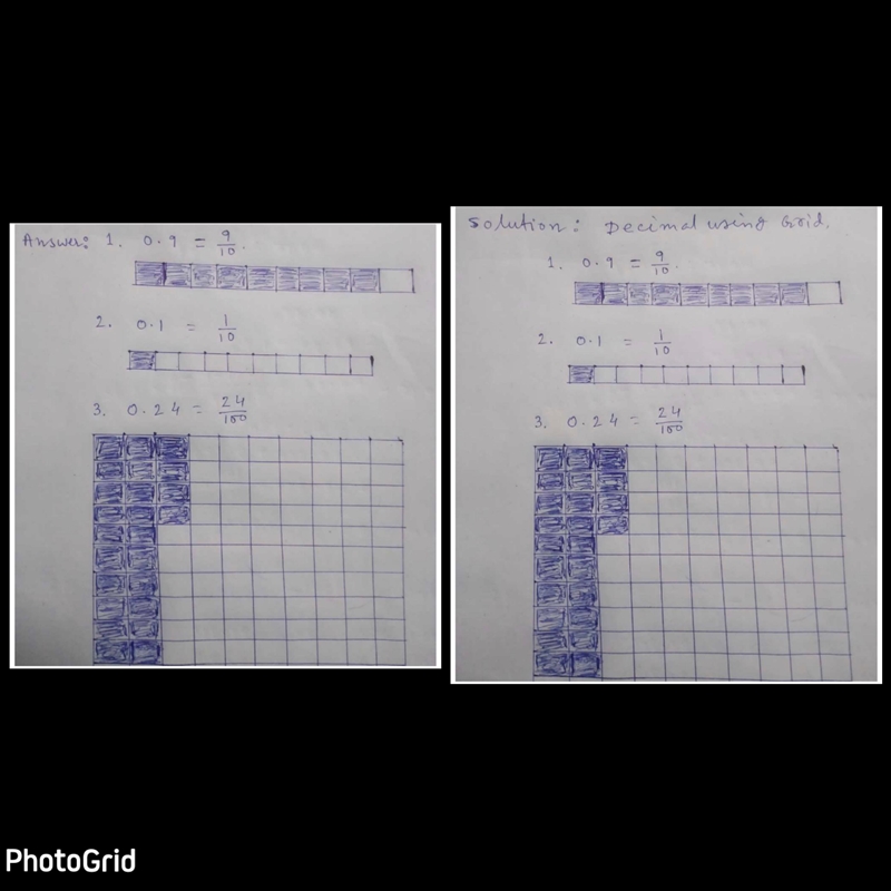 Learning Task 1: Show the following decimals using grids. Write your answer in your-example-1