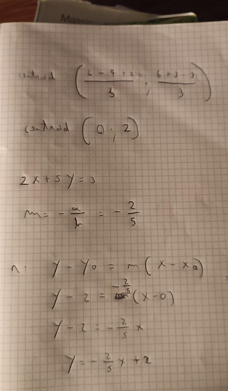 10. (a) Find the equation of the straight line passing through the centroid of the-example-1