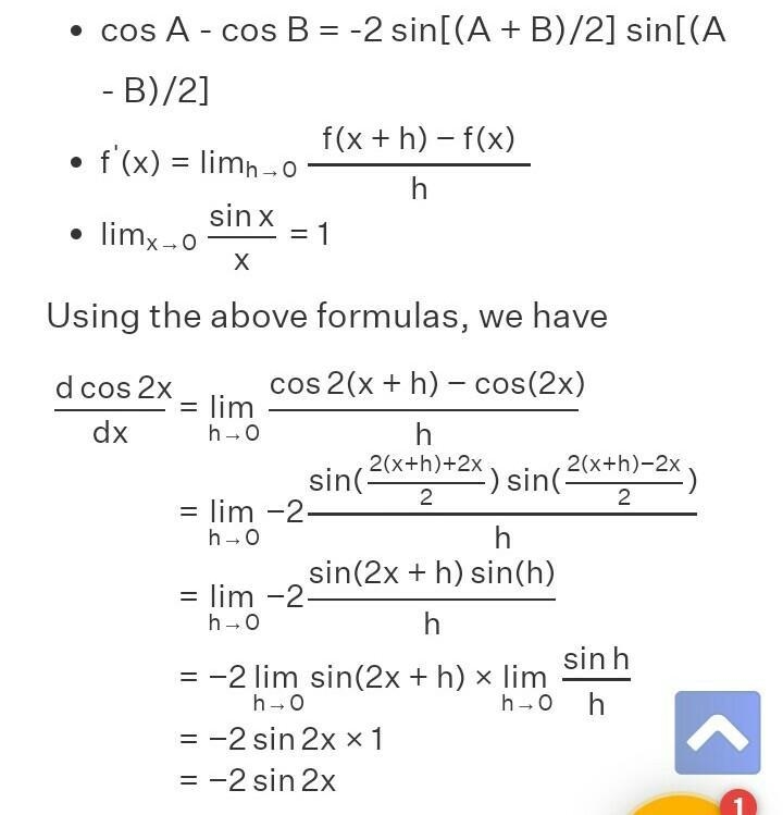 Find the derivatives of cos 2x​-example-2