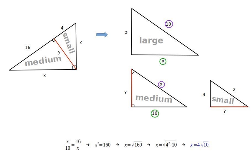 What is the measure of x? 4. 16 z Х x= = [?] Give your answer in simplest form. Enter-example-1