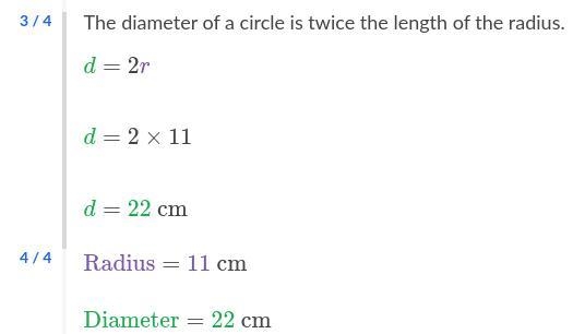 What is the radius and diameter of 11cm-example-2