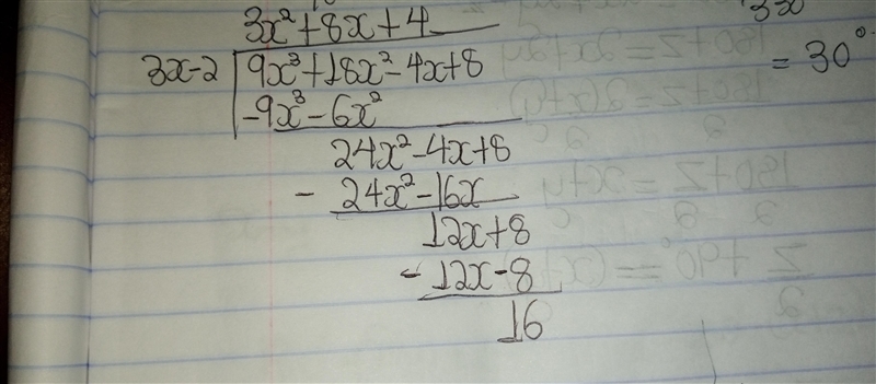 Divide using long division pls show work 9x^3+18x^2-4x+8/3x-2-example-1