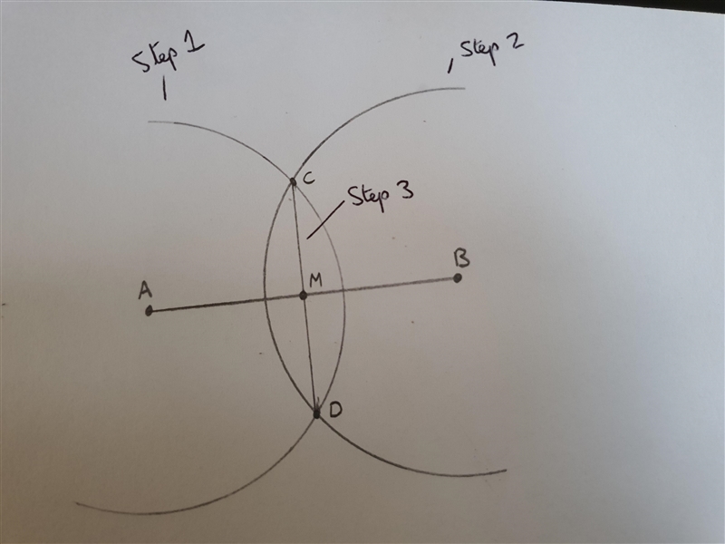 PLS HALP! Bisect line segment AB. Steps. 1. Center your compass at A so that it measures-example-1