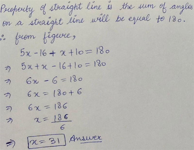 Solve for x. X=? 5x-16 x+10-example-1