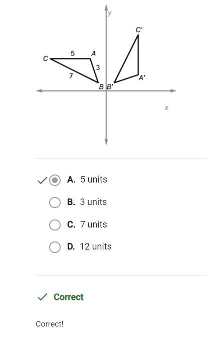 A'B'C' is a rotation of ABC 90 degrees about the orgin. What is the length of A'C-example-1