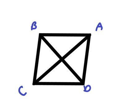 In rhombus ABCD, diagonal BD= 6" and diagonal AC-8". The sides of the rhombus-example-1