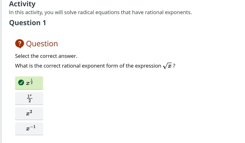 Select the correct answer. What is the correct rational exponent form of the expression-example-1