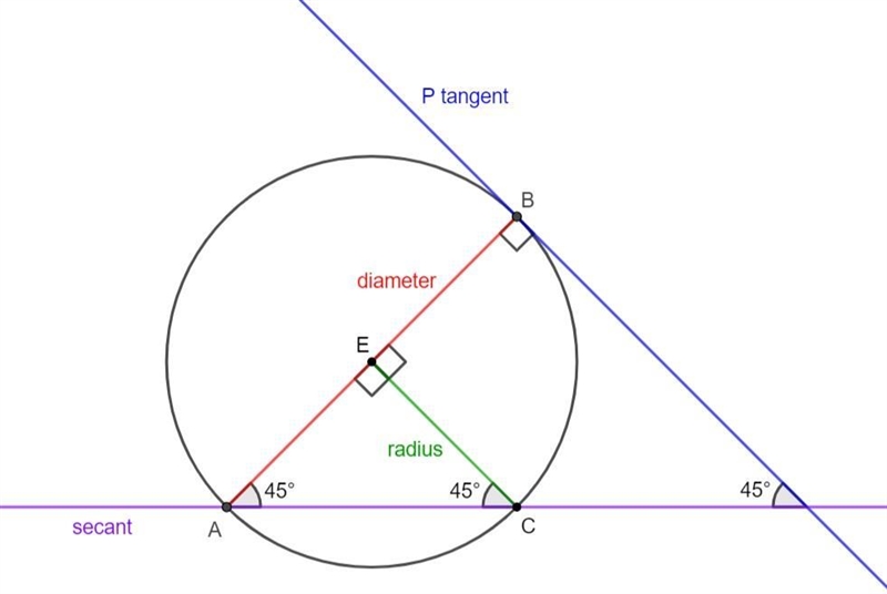 6. draw a circle and named it E 7. a diameter touches the points A and B 8. The tangent-example-1