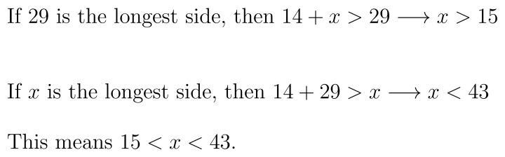 Two sides of a triangle have lengths of 14 and 29. The third side has to have a length-example-1