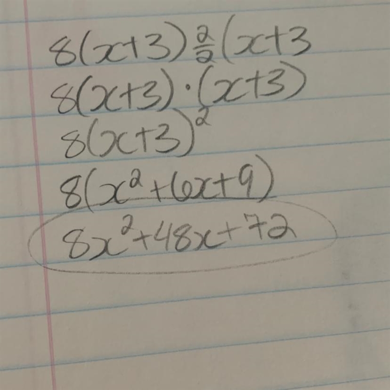 Simplify 8(x + 3)2/2(x + 3)-example-1