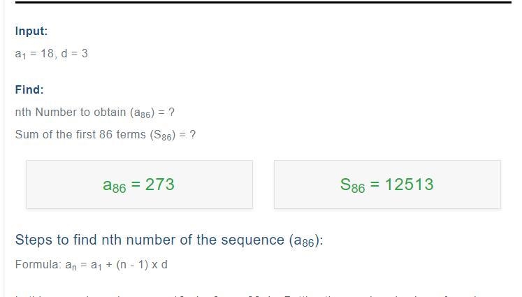 Find the 86th term of the arithmetic sequence 18,21,24-example-1