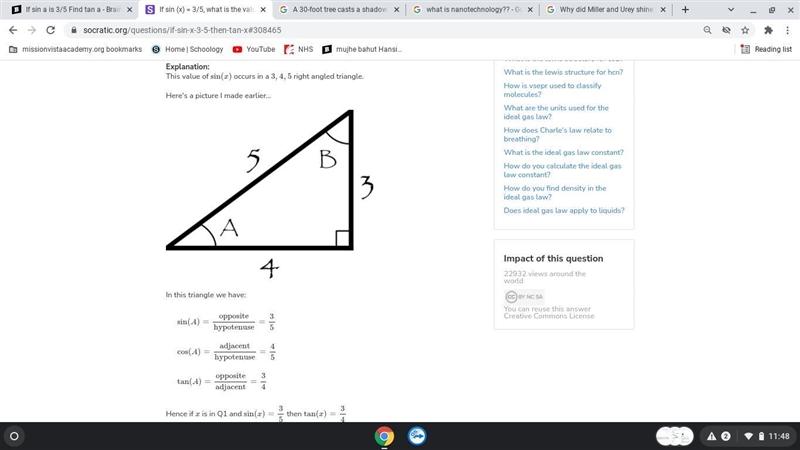 If sin a is 3/5 Find tan a-example-1