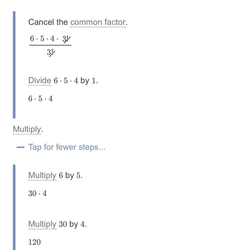 Evaluate the expectation 6!/3!=-example-1