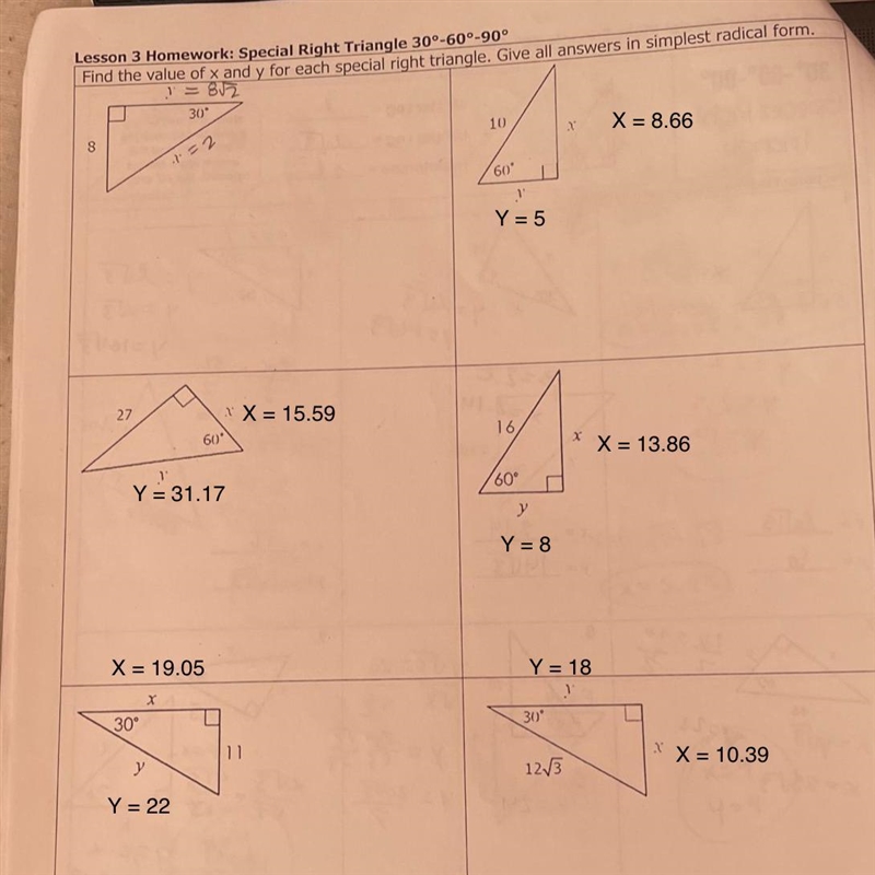 Special right triangle 30-60-90 degrees lesson 3 homework-example-1