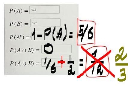 A 6-sided die is rolled. Let A = rolling a 1 Let B = rolling an even number Identify-example-1