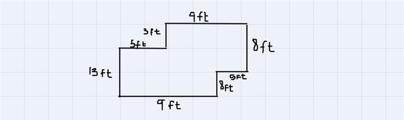 A floor plan of a house is given at the right. What is the area of the floor if each-example-1