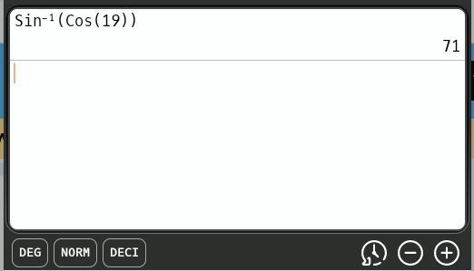 Sin x = cos 19° what is value of x? Enter answer in the box-example-1