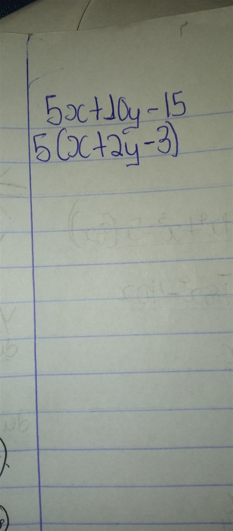 Which expression is equivalent to 5x+10y-15? 5(x-2y-3) 5(x+5y-10) 5(x+2y-3) 5(x+2y-example-1