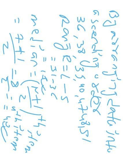 Here are a list of numbers. 51,38,48,36,39,40,39,47 a) Work out the range of the numbers-example-1