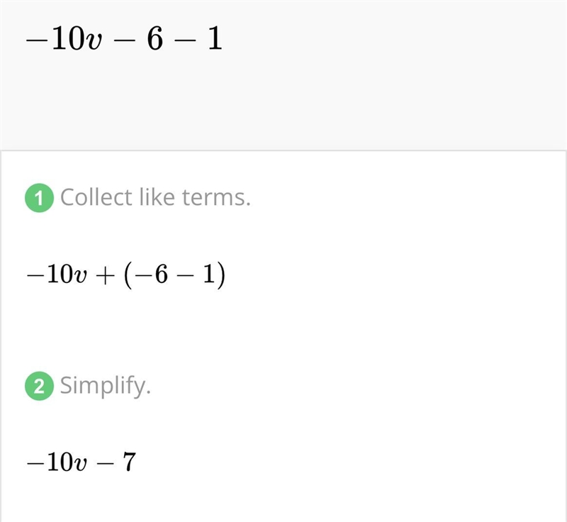 Simplify the expression: –10v–6–1-example-1