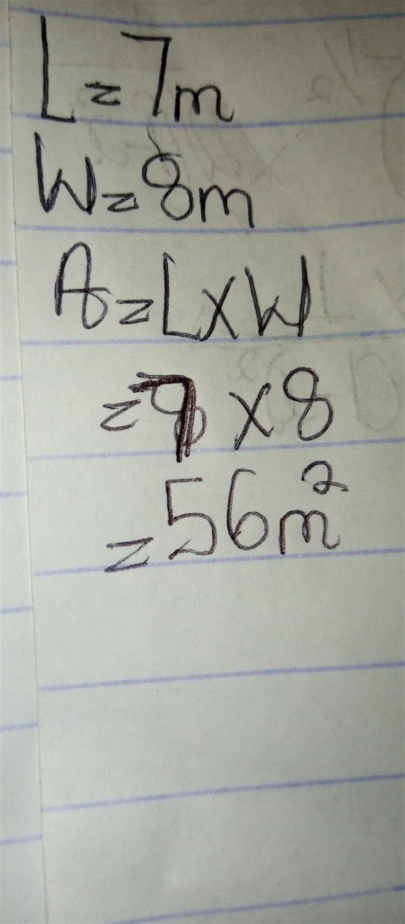 a rectanglar field has a length of 7m and a with of 8m . lengths are measures to the-example-1