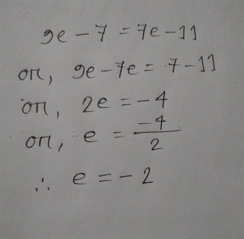 Solve for e 9e-7=7e-11 e=?-example-1