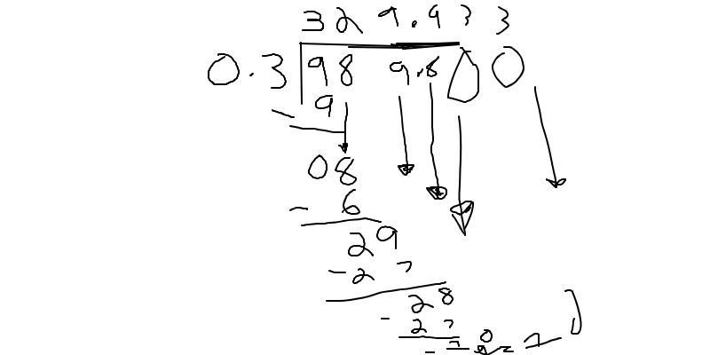 (show ur work long division) 98.98 ÷ 0.3-example-1