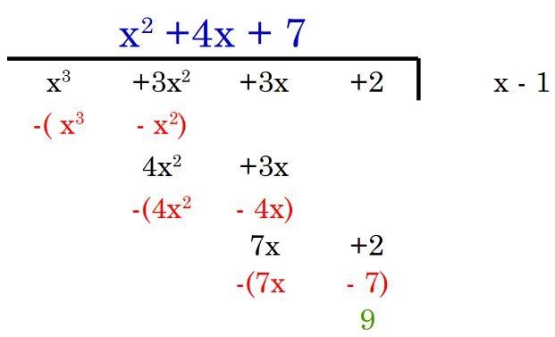 (x³ + 3x² + 3x + 2) + (x - 1) long division-example-1