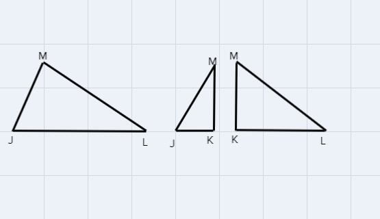 Complete the similarity statement relating the three triangles in the diagram. Show-example-1