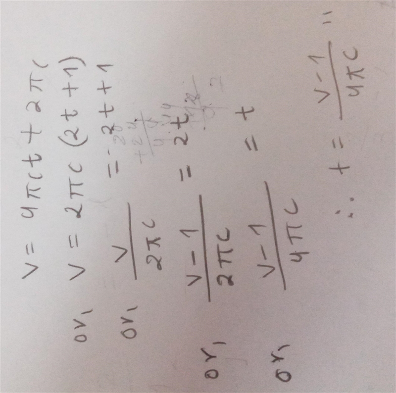 V=4πct + 2πc squared solve for t-example-2