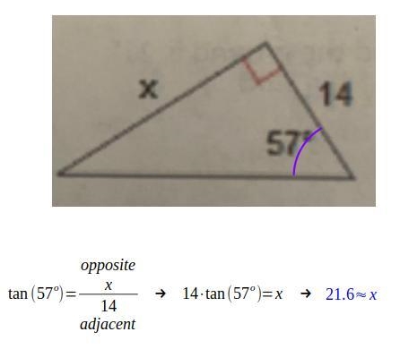 X 14 57 alt Write the equation to and then find the value of x For sides , round to-example-1