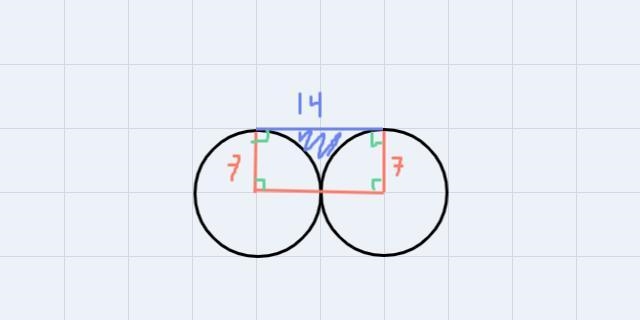 Each circle in the figure below has radius 7. If AB is tangent to both circles, which-example-1