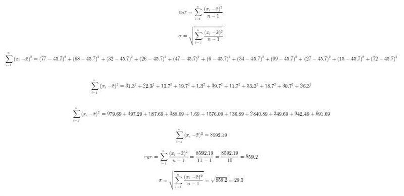 I need help with the sample standard deviation and the sample variance-example-1