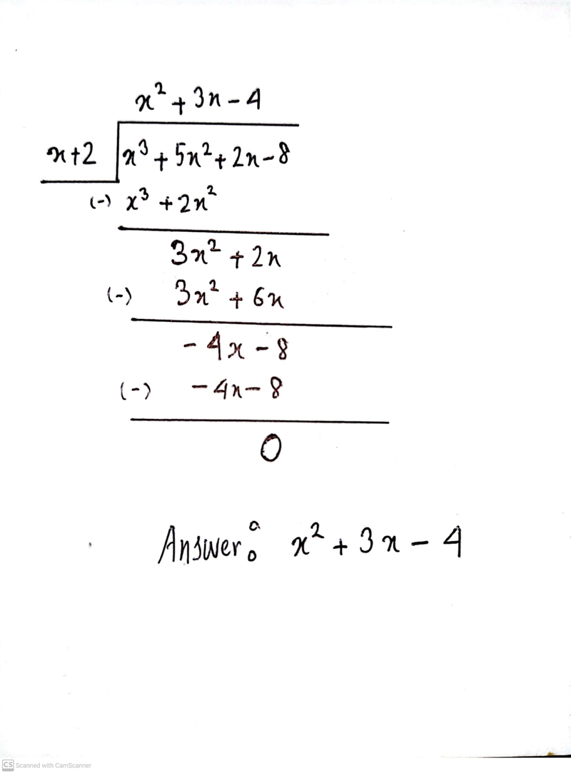 Divide x³+5x²+2x-8 by x+2​-example-1