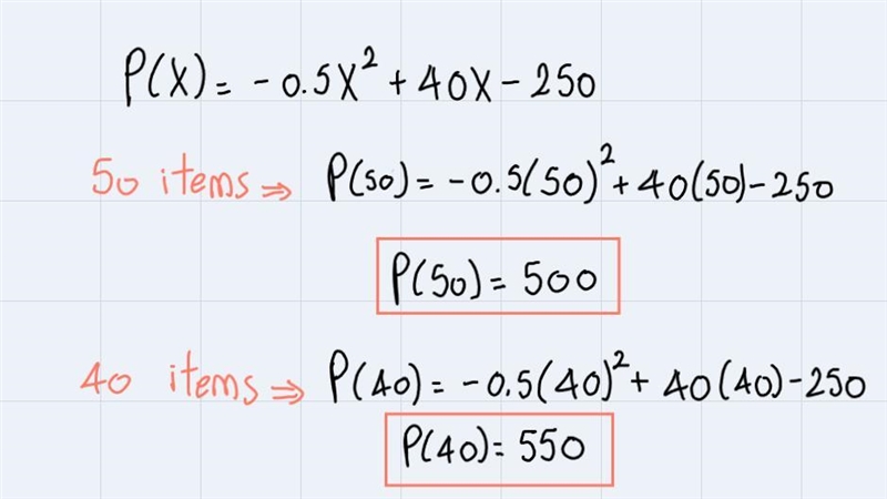 For a certain company, the cost function for producing x items is C(x)=50x+250 and-example-3