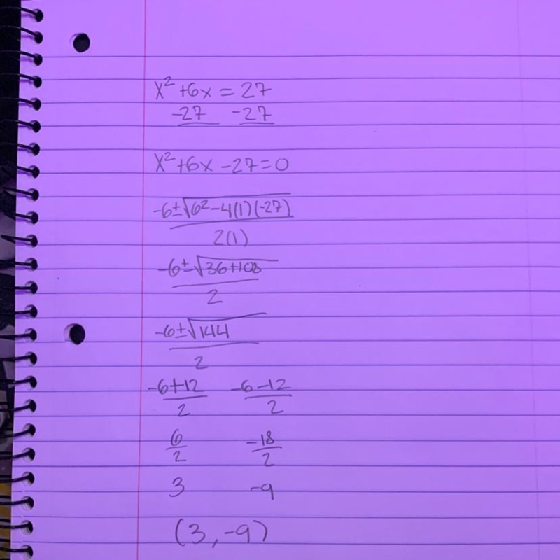 Use the quadratic formula to find both solutions to the quadratic equation given below-example-1