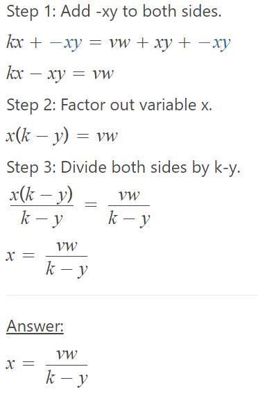 Kx = wv + yx solve for x also please dont change letters around it confuses me-example-1