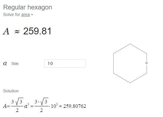 What is the area of aregular hexagon with side length of 10units square? ​-example-1