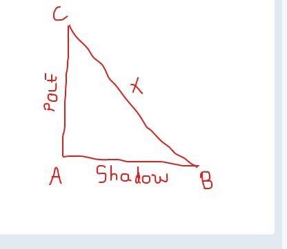 A flagpole is 12 feet tall. Its shadow is 14 ft long. How far is it from the top of-example-1