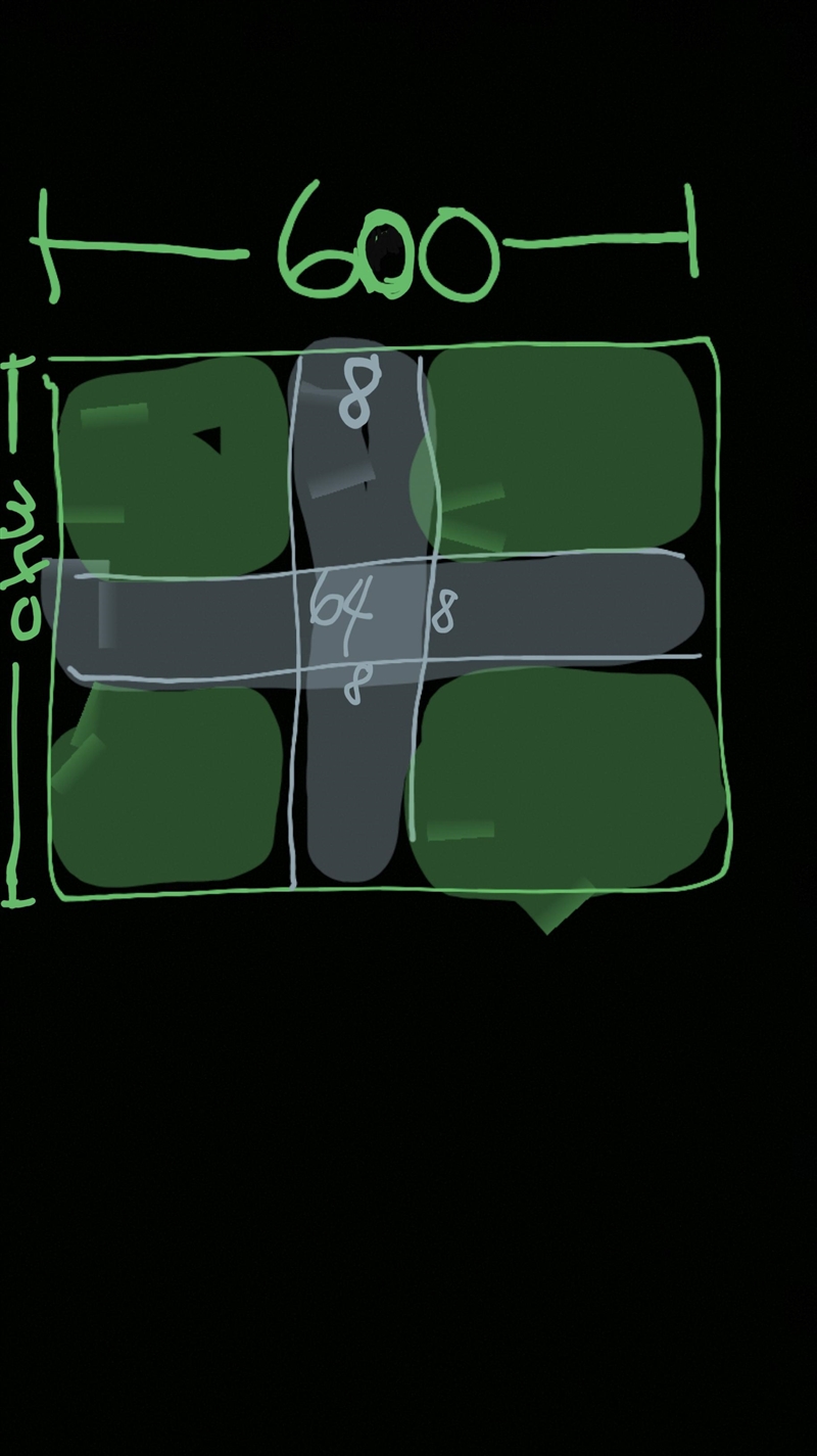 Two cross roads, each of width 8m, cut at right angles through the centre of a rectangular-example-1