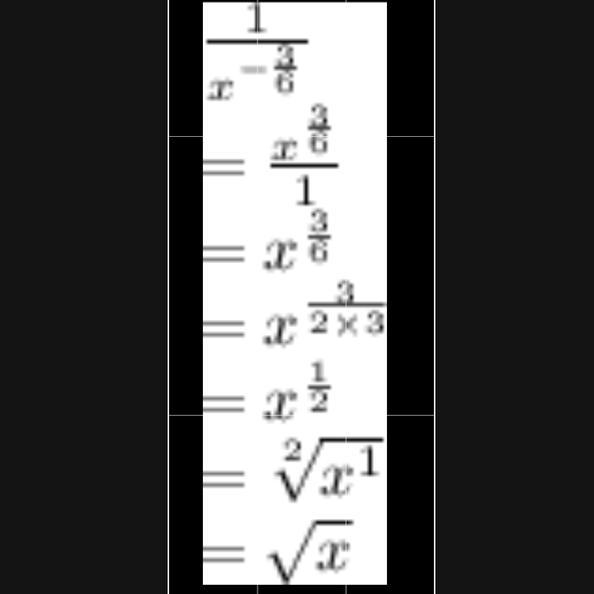 Rewrite in simplest radical form 1 x^-3/6 . Show each step of your process.-example-1