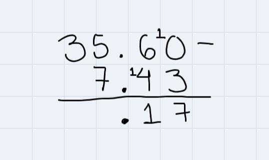 Which of the following is the difference of 35.6 and 7.43? O A 27.17 O B. 2723 OC-example-3