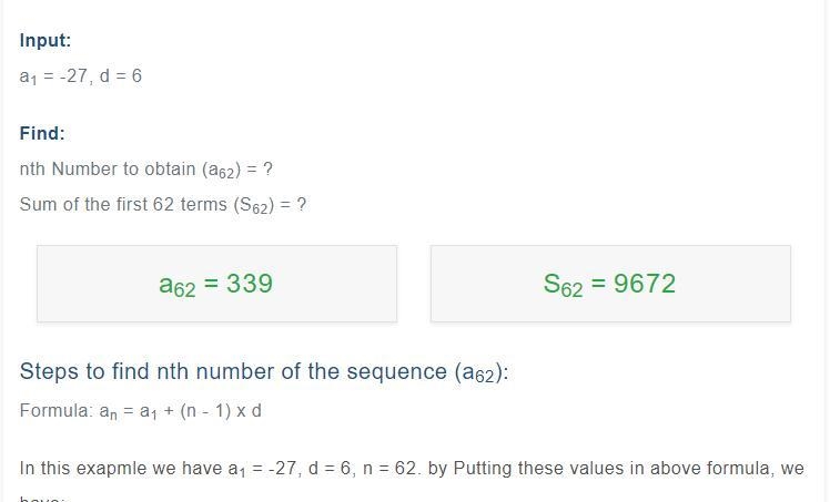 Find the 62nd term of the arithmetic sequence -27, -21, -15, ...−27,−21,−15,-example-1