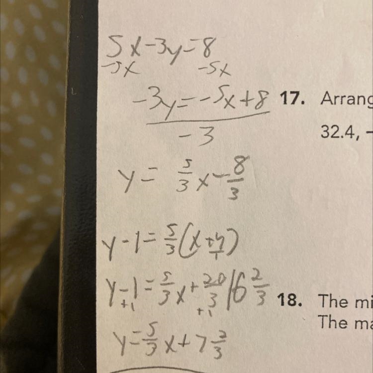 5x-3y=8 going through (-4,1)-example-1