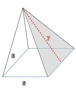 Surface area of a square pyramid with side length 6 yd and slant height 7 yd-example-1