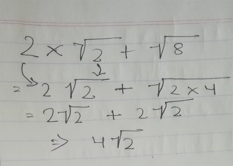 2 ⋅ √ 2 + √ 8 - simplify-example-1