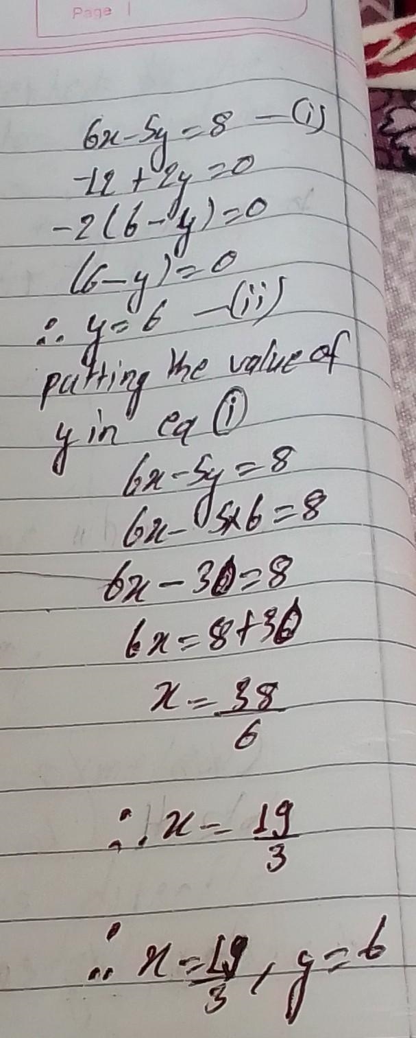 6x - 5y = 8 -12x + 2y = 0-example-1