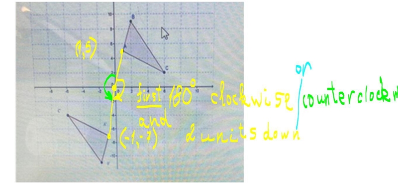 What transformations were applied to ABC to obtain A'B'C'? A. rotate 270 degrees counterclockwise-example-1