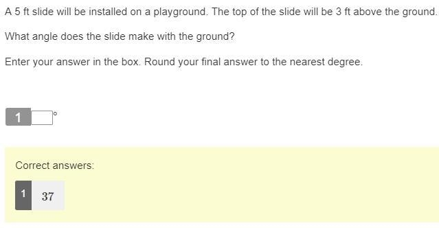 A 5ft slide will be installed on a playground. The top of the slide will be 3 ft above-example-1