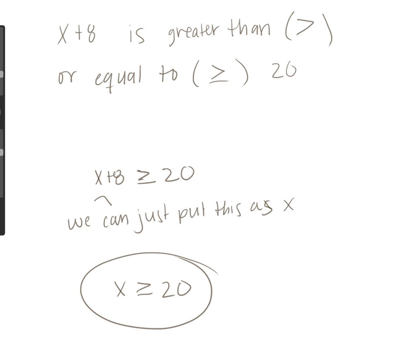 The solution to the inequality that represents the problem "Half a number plus-example-1